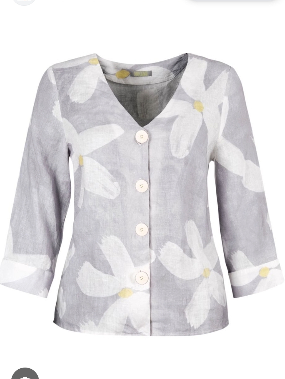 Dolcezza Linen Blazer “Soft White Flower 20681" Size